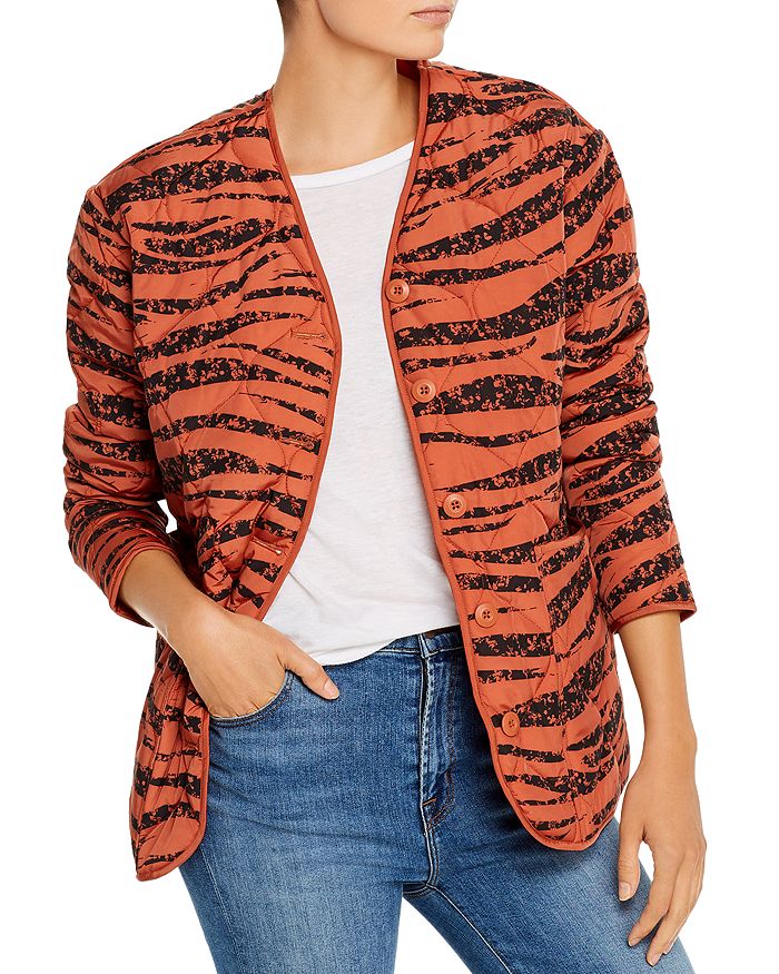rack Bygger gidsel Anine Bing Elizabeth Quilted Tiger-print Shell Jacket In Brick | ModeSens