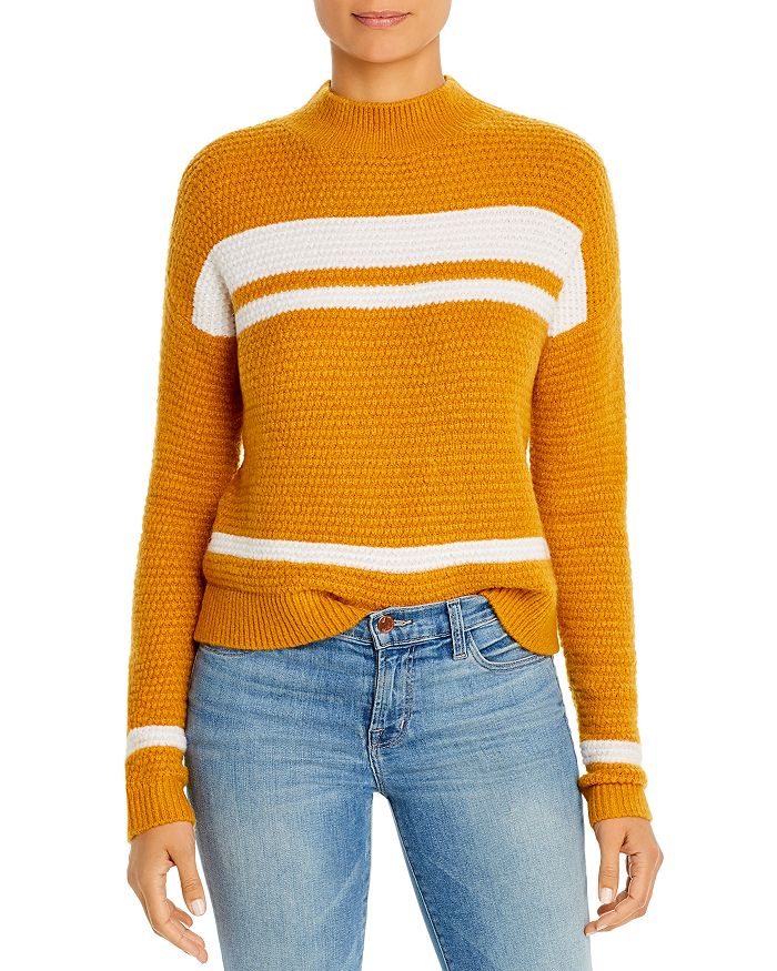 Design History Color-block Mock Neck Sweater In Burnt Squash