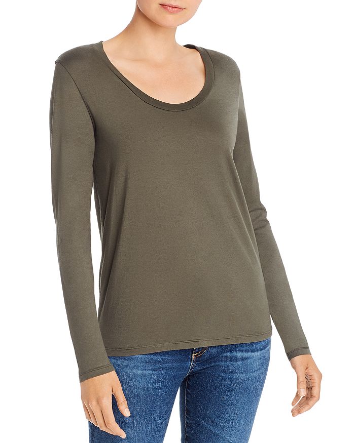 AG Cambria Long-Sleeve Scoop-Neck Tee,EVC70862