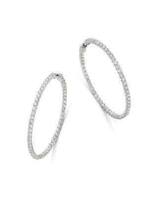 Bloomingdale's Fine Collection - Diamond Large Inside Out Hoop Earrings in 14K White Gold, 8.0 ct. t.w. - Exclusive