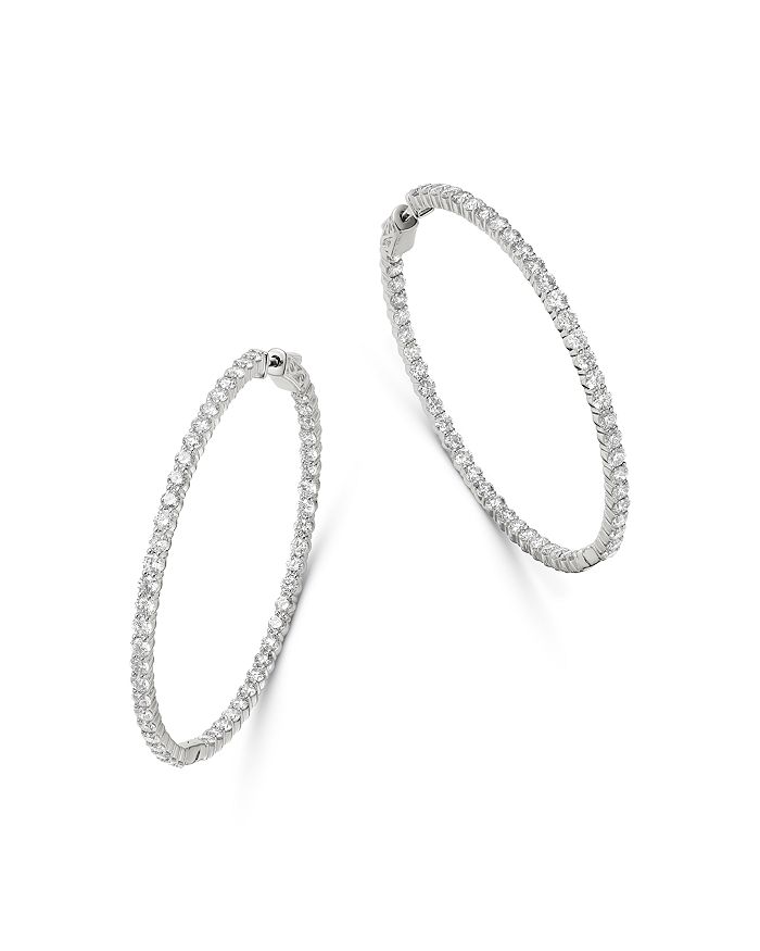 Bloomingdale's Diamond Large Inside Out Hoop Earrings In 14k White Gold, 8.0 Ct. T.w. - 100% Exclusive