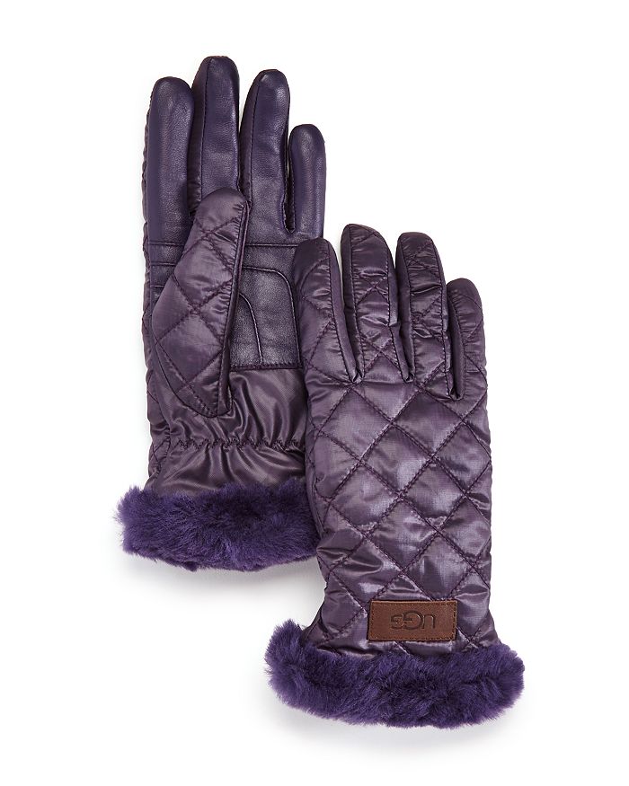 Ugg Quilted Shearling-cuff Tech Gloves In Nightshade