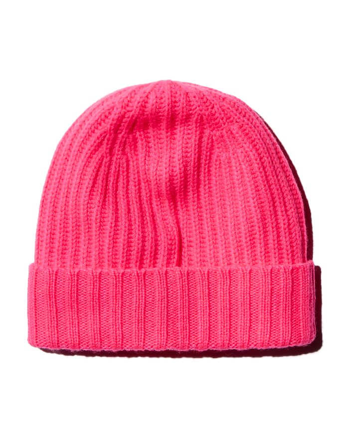 Aqua Cashmere Rib-knit Cashmere Beanie - 100% Exclusive (55% Off) Comparable Value $78 In Neon Pink