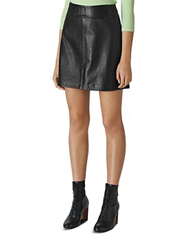 Short Black A-Line Leather Skirt, Whistles