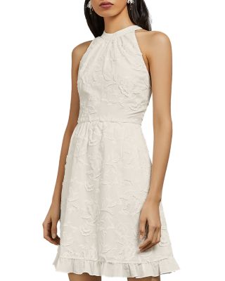 ted baker london lorene embroidered halter neck mini dress