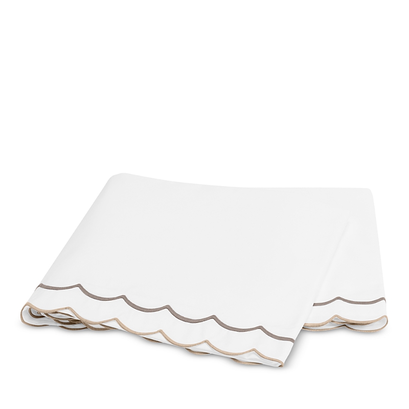 Matouk India Scallop 350 Thread Count Flat Sheet In Driftwood