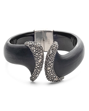 Alexis Bittar Modern Georgian Organic Pave Hinge Closure Bracelet In Black/silver