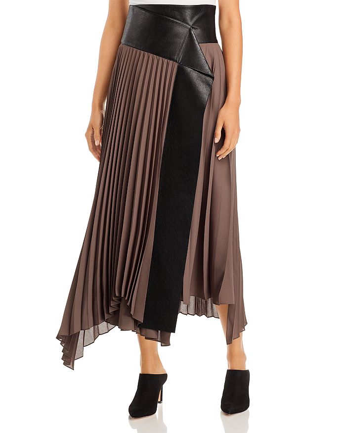Recto. By W Concept Recto. Pleated Skirt In Khaki
