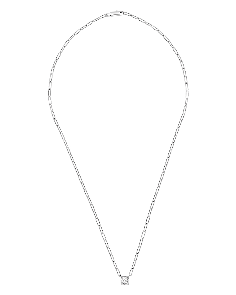 Dinh Van 18k White Gold Le Cube Diamant Large Chain Necklace With Diamond, 17.7 In White