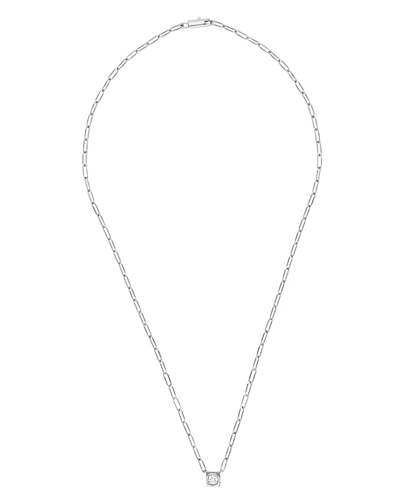 dinh van 18K White Gold Le Cube Diamant Large Chain Necklace with Diamond, 17.7