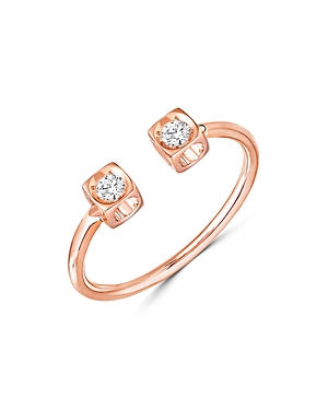 dinh van 18K Rose Gold Le Cube Diamant Open Ring with Diamonds