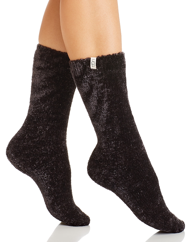 Ugg Leda Cozy Crew Socks In Black