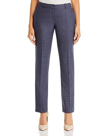 BOSS Titana Crosshatch Wool Straight Pants | Bloomingdale's