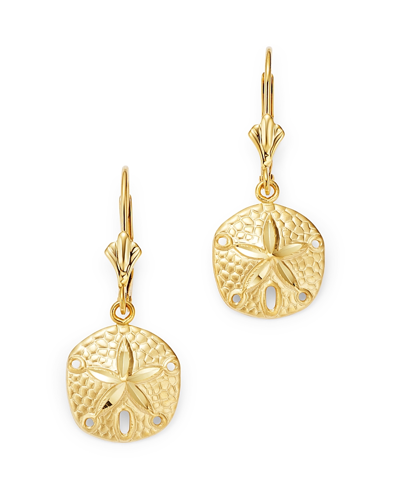 Bloomingdale's Fine Collection Sand Dollar Drop Earrings in 14K Yellow Gold