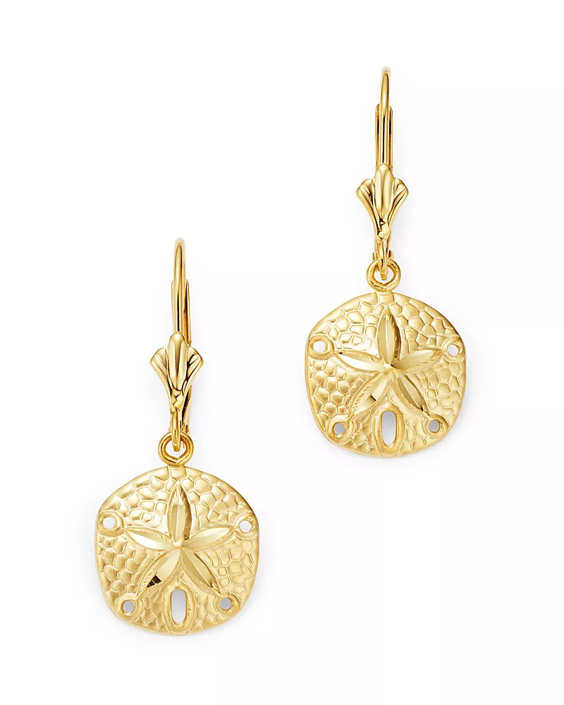 Bloomingdale's Fine Collection Sand Dollar Drop Earrings in 14K Yellow Gold