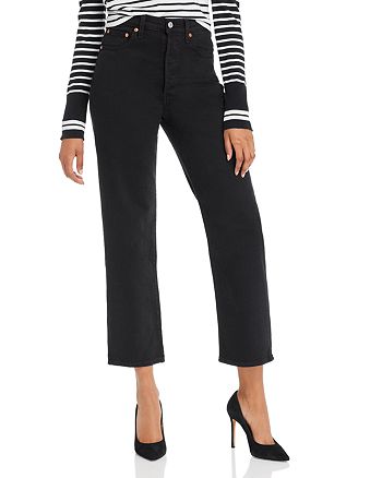 Levi's Ribcage Straight Ankle Jeans in Black Heart | Bloomingdale's