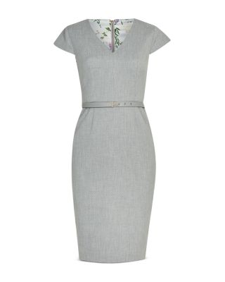 slim fit dress slacks Ted Baker Size 3 Grey Midi Dress main image 1