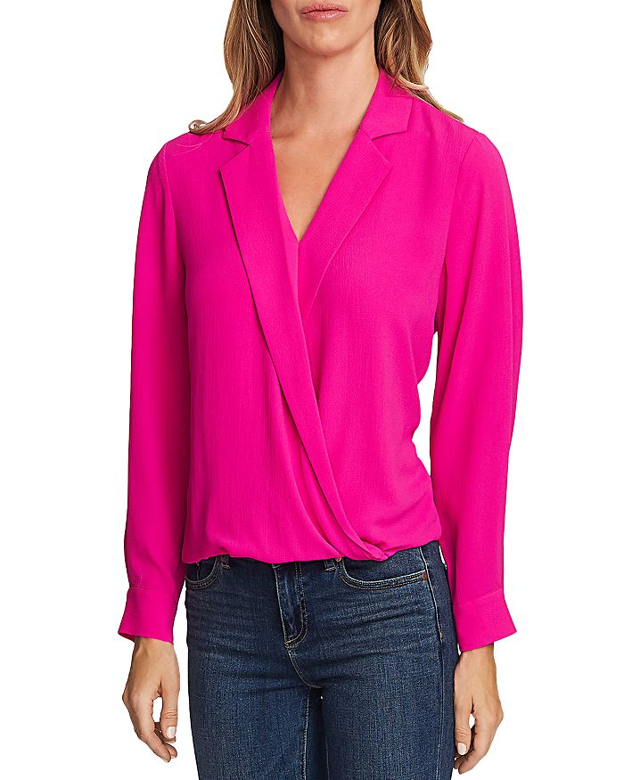 VINCE CAMUTO CROSSOVER-FRONT FAUX WRAP BLOUSE,9159086
