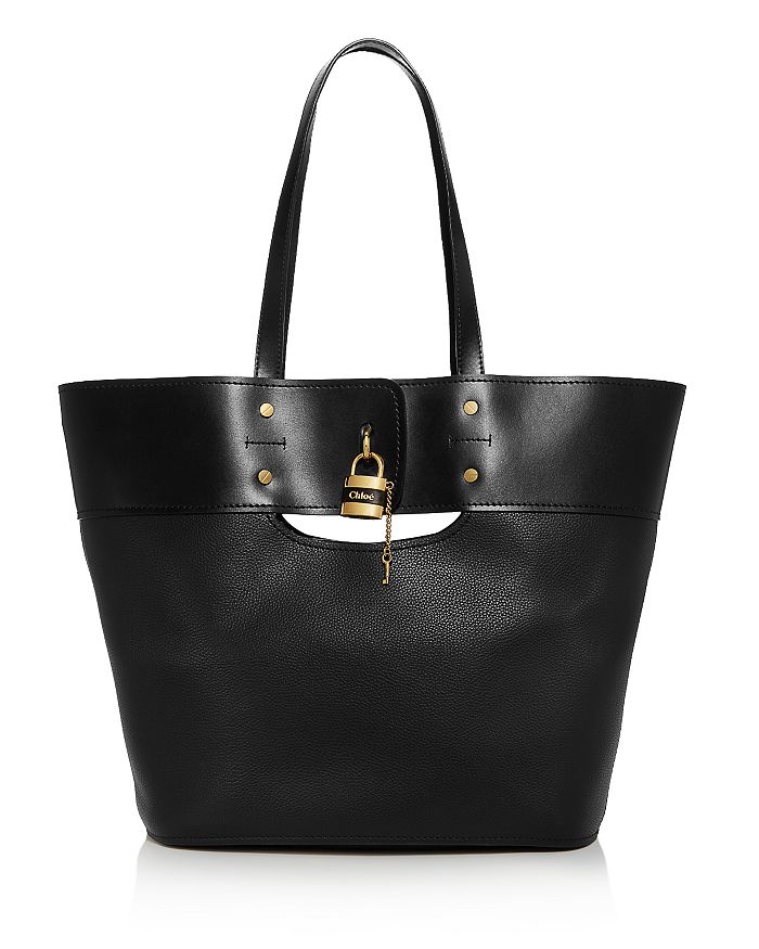 Chloé Aby Medium Leather Tote In Black/gold