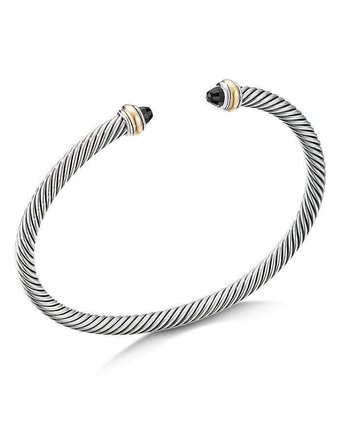 DAVID YURMAN STERLING SILVER & 18K YELLOW GOLD CABLE CLASSIC BRACELET WITH BLACK ONYX,B14711 S8ABOM