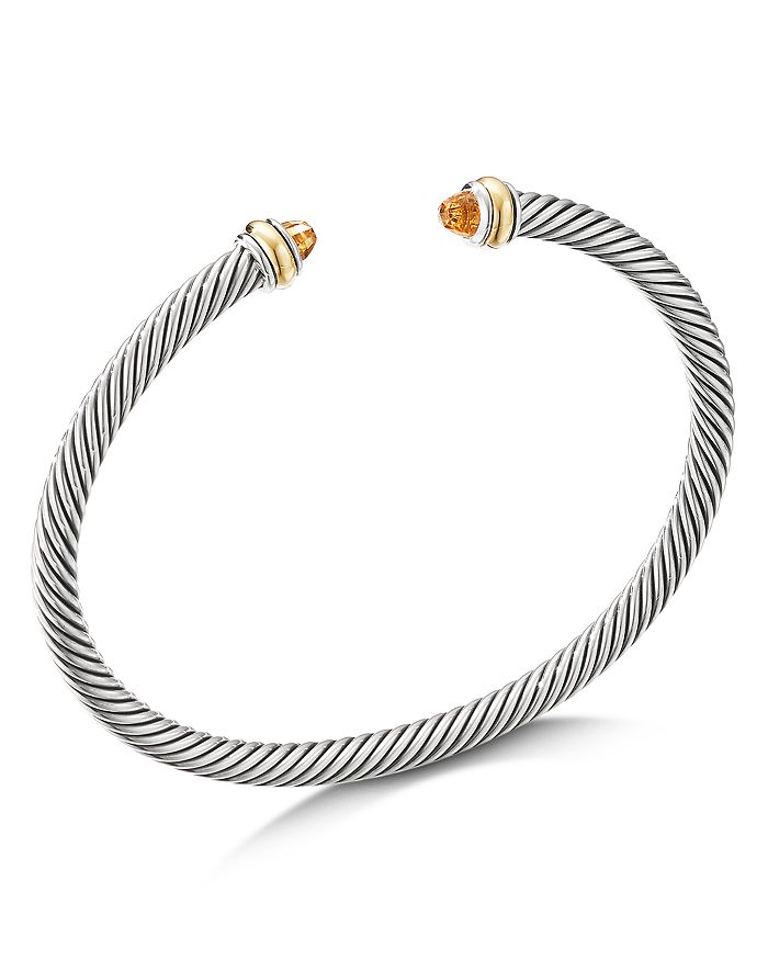 DAVID YURMAN STERLING SILVER & 18K YELLOW GOLD CABLE CLASSIC BRACELET WITH CITRINE,B14711 S8ACIM