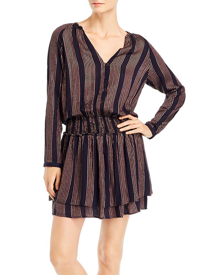 Rails Jasmine Metallic Striped Blouson Dress In Midas Stripe