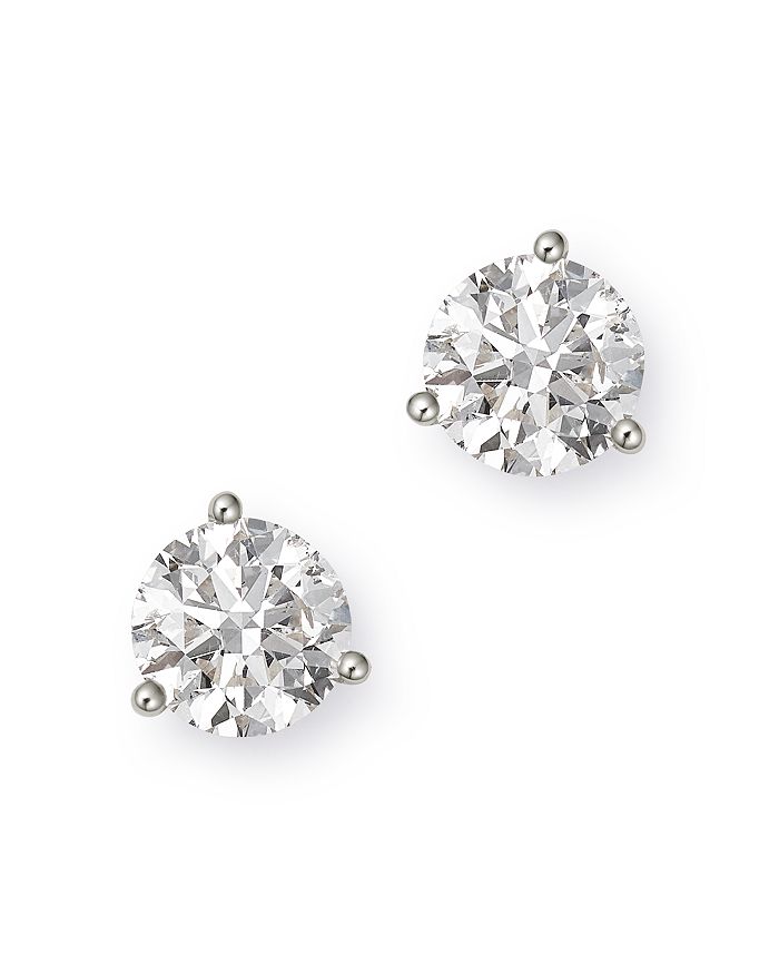 Bloomingdale's Certified Diamond Solitaire Stud Earrings In 14k White Gold, 3.0 Ct. T.w. - 100% Exclusive