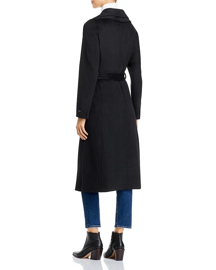Shop T Tahari Double-face Wrap Coat In Black