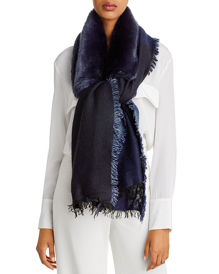 Gaynor Salice Woven Scarf In Navy