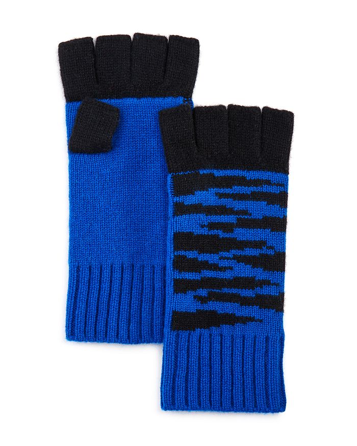 Aqua Tiger Fingerless Cashmere Gloves - 100% Exclusive In Blue/black