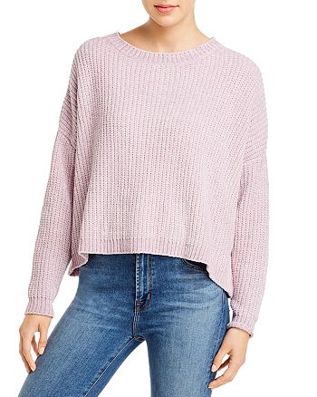 Elan Chenille Overlay-Back Cropped Sweater | Bloomingdale's