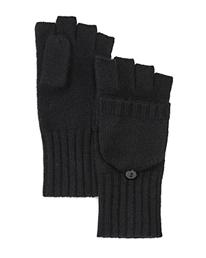 C By Bloomingdale's Cashmere Ribbed Knit Cashmere Pop Top Mittens - 100% Exclusive In Black
