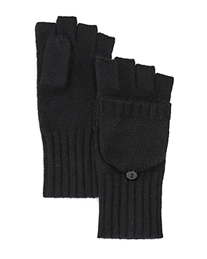 C By Bloomingdale's Cashmere Ribbed Knit Cashmere Pop Top Mittens - Exclusive In Black