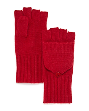 C By Bloomingdale's Cashmere Ribbed Knit Cashmere Pop Top Mittens - 100% Exclusive In Cherry