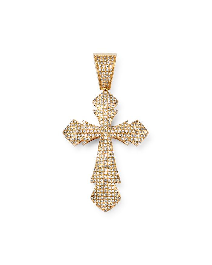 Bloomingdale's Men's Pave Diamond Cross Pendant In 14k Yellow Gold, 0.75 Ct. T.w. - 100% Exclusive In White/gold