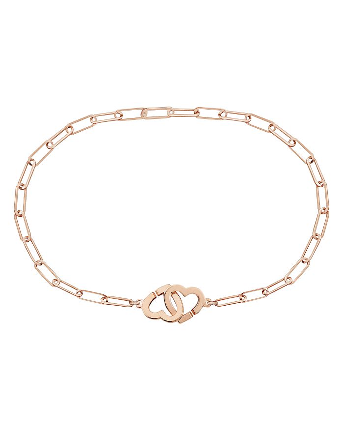 Dinh Van 18k Rose Gold Double Coeur Chain Bracelet
