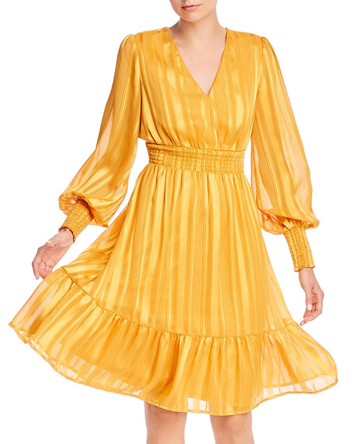 Aqua Shadow Stripe Smocked Dress - 100% Exclusive In Marigold