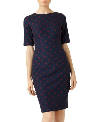 hobbs navy polka dot dress