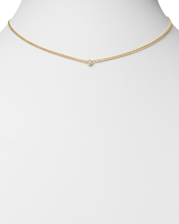 Shop Zoë Chicco 14k Yellow Gold Bezel Diamonds Curb Chain Pendant Necklace, 14-16 In White/gold