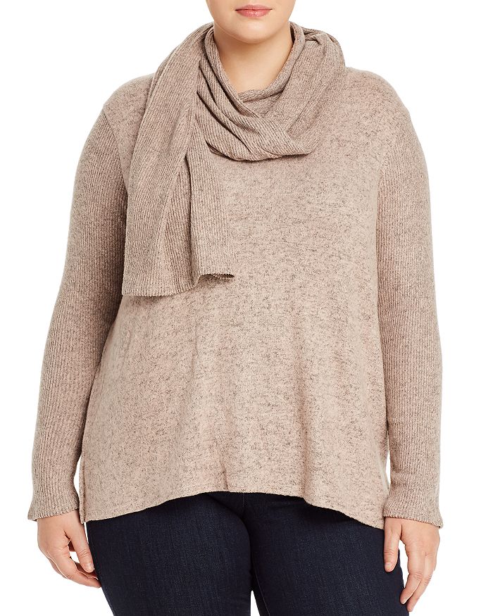 B Collection By Bobeau Curvy Scarf Neck Sweater In Ash Pink Modesens