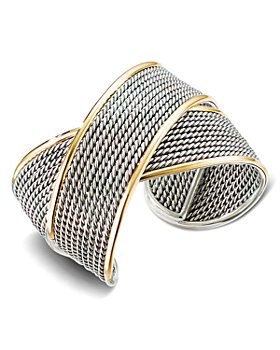 David Yurman - Sterling Silver & 18K Yellow Gold Origami Large Crossover Cuff Bracelet