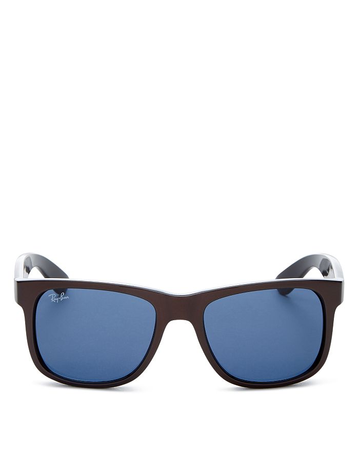 Ray Ban Unisex Justin Square Sunglasses In Brown Metallic On Black/dark Blue