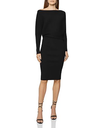REISS Lara Ribbed Off-the-Shoulder Bodycon Dress | Bloomingdale's