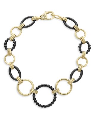 LAGOS - Meridian 18K Yellow Gold Gold & Black Caviar Black Ceramic Circle Link Bracelet