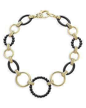 LAGOS - 18K Yellow Gold Gold & Black Caviar Black Ceramic Circle Link Bracelet