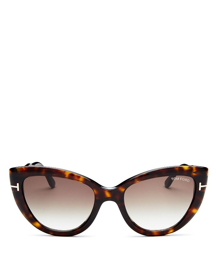 Tom Ford Women's Anya Cat Eye Sunglasses, 55mm In Dark Havana/gradient Roviex