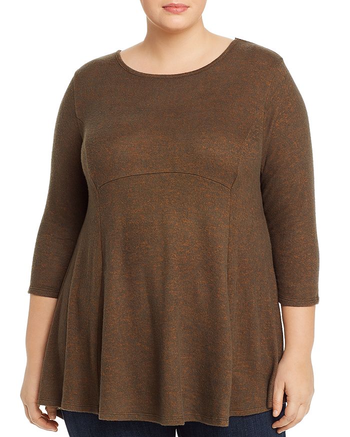 B Collection By Bobeau Curvy Brushed High/low Tunic Top In Olive Copper