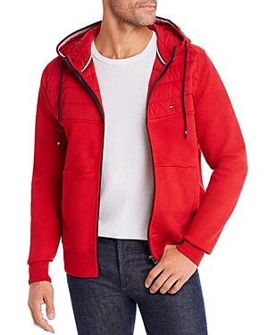 Tommy Hilfiger Mixed-media Hoodie In Haute Red