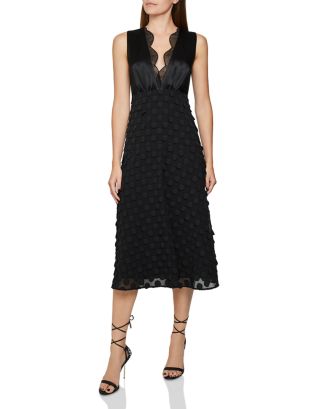 REISS Leni Jacquard Dot Midi Dress | Bloomingdale's