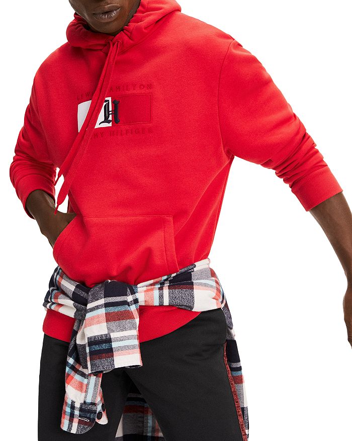 Tommy Hilfiger Embroidered Logo Hooded Sweatshirt In Haute Red